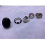 4x Silver Rings and a Brooch
