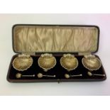 Cased Set of Silver Gilt Salts in Shell Form - Chester 1896