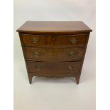 Edwardian Mahogany Bow Front Three Drawer Chest of Drawers of Small Proportions - 64cm W x 36cm D