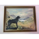Signed Framed Oil on Canvas - Deer Hound by Don Bolton - Visible Picture 90cm x 70cm