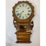 Victorian Mahogany and Inlay Wall Clock - Moulding Broken