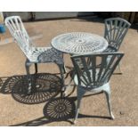 Metal Garden Table and Three Chairs