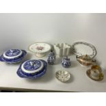 Cake Plate, Woods Willow Tureens, Jelly Mould etc
