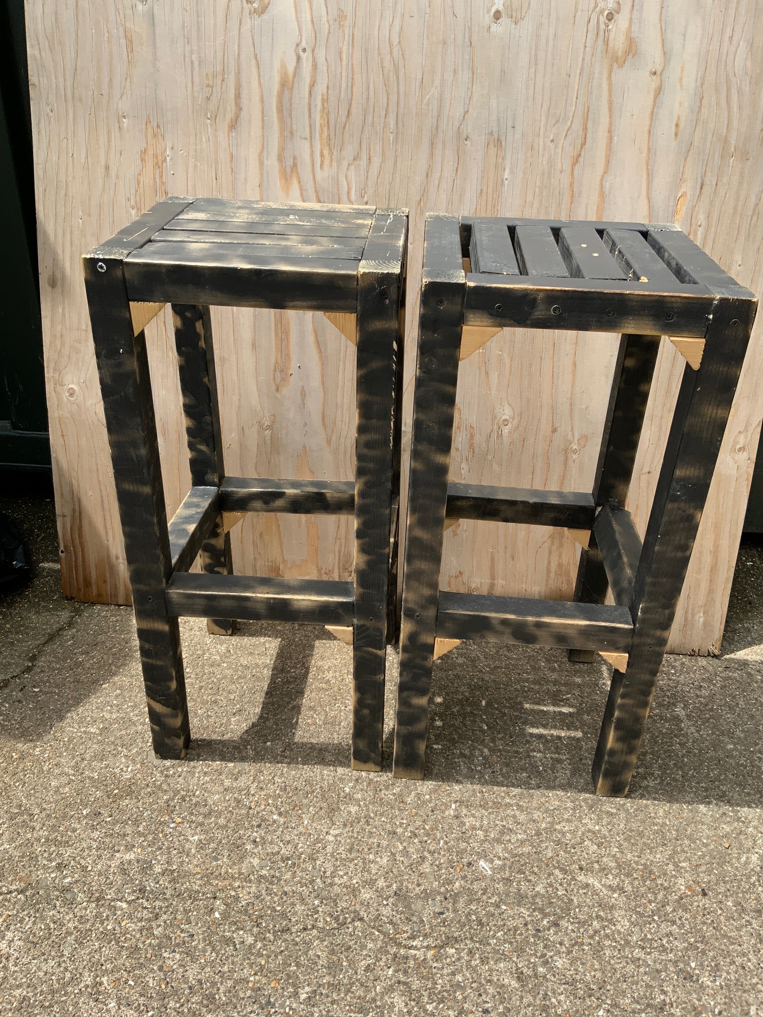 Pair of Wooden Stools - 75cm High