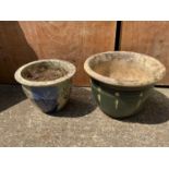 2 x Decorative Planters- Largest 28cm Diameter 20cm High