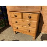 Victorian Pine Two over Three Chest of Drawers - W89cm x S40cm x H97cm