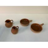 Pair of Cornish Pottery Slipware Jugs and Pair of Scoops - All Marked Lakes Truro