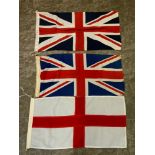 2 x Linen Union Jack Flags and Flag of St George - 90cm x 40cm and 2x Nylon Union Jack Flags - 150cm