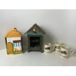 Cookie Jar, Egg House, 3 x Vintage Mugs