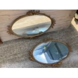 Pair of Oval Mirrors in Decorative Metal Frames - 59cm