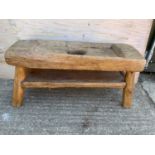 Rice Pounding Table - L97cm x D36cm x H50cm with Shelf under