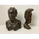 2x African Carved Heads