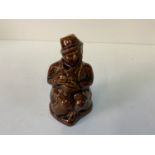 Rockingham Treacle Glazed Money Box/Bank in The Form of Toby Philpot - 10cm High
