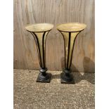 Pair of Glass Vases in Metal Stands - 48cm High