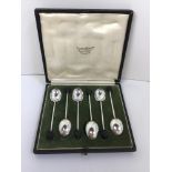 Cased Mappin & Webb Ltd Silver Coffee Bean Spoons - Sheffield 1925