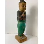 Oriental Wooden Figure Man Smoking a Pipe 51 cm High