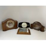 3 Vintage Clocks and a Barometer