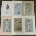 6x Mounted Original Vanity Fair Prints of Cricketers