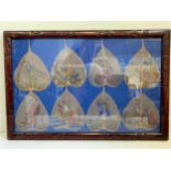 Framed Buddhist Leaf Painted Picture