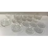 Nuutajarvi Glass Plates and Dishes, other Glass - Fruit Salad Bowl with 6x Dishes Etc