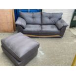 Modern Suedette Three Seater Sofa with Matching Footstool