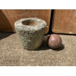 Granite Pot and Ball - 17cm High