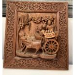 Carved Oriental Wall Hanging - 44cm Square