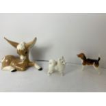 Beswick CH Wendover Billy Hound Dog, Studio Pottery Fawn and Midwinter Husky