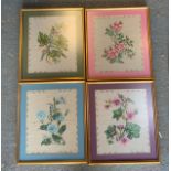 4x Framed Tapestries - Flowers