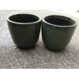 Pair of Glazed Planters - 22cm High