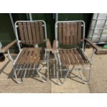 Pair of Wood and Metal Garden Chairs