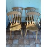 4x Pine Slat Back Chairs