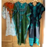 5x Sri Lankan Batik Shift Dresses and 2x Pieces of Fabric