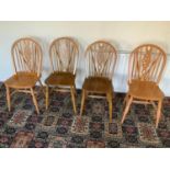 4x Pine Wheel Back Chairs