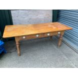 Stripped Pine Kitchen Table with Two Drawers - 200cm