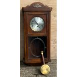 Wooden Wall Clock with Pendulum and Key