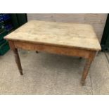 Stripped Pine Kitchen Table with Drawer - 120cm