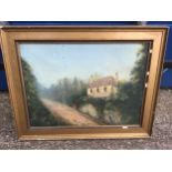 Gilt Framed Oil on Canvas - Woodbrook, Mamhead, Dawlish