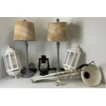 Pair of Table Lamps, Pair of Outside Lights and Reading Lamp
