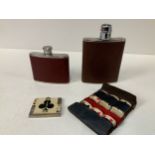 Lichfield Hip Flask and Miniature Playing Cards