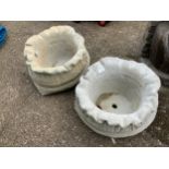 Pair of Concrete Sack Planters