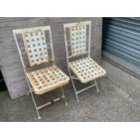 2x Folding Metal Garden Chairs - For Repair