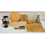 Wooden Chopping Boards, Bodum Coffee Jugs, Chopper and Cheese Grater