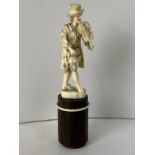 Early 19th Century Ivory Fiddle Player on Stand - 15cm High