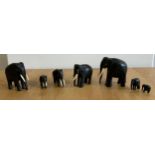 Set of Vintage Elephants with Ivory Tusks