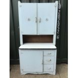 1920s Kitchen Cupboard and Base with Enamel Top to Base - Base 91cm x 39cm x 77cm - Top 107cm x 74cm