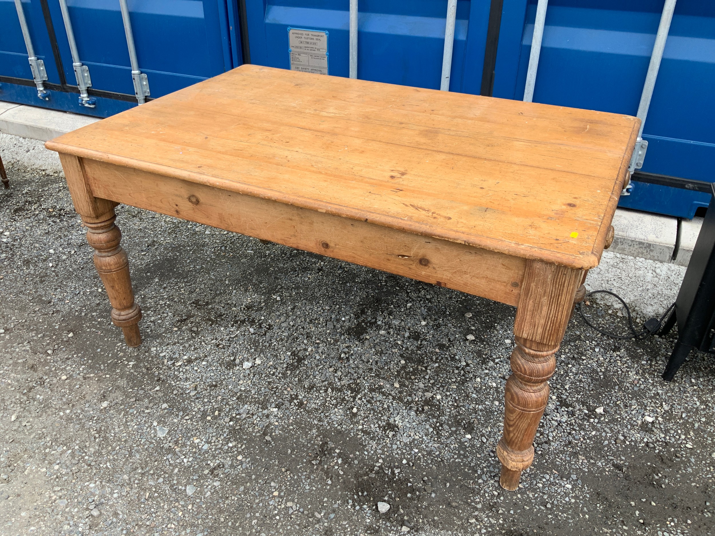 Pine Kitchen Table with Drawer - 146cm W x 95cm D x 74cm H