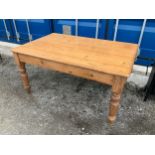 Pine Kitchen Table with Drawer - 146cm W x 95cm D x 74cm H