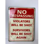 Reproduction Sign - No Tresspassing