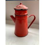 Red Enamel Coffee Pot